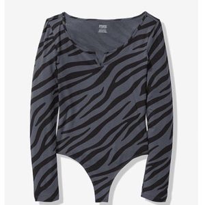 VS PINK Zebra black and grey bodysuit